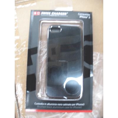 CUSTODIA X APPLE IPHONE 5 SCP20038 SWISS CHARGER IN ALLUMINIO NERO SATINATO