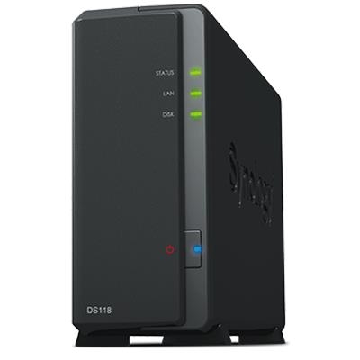 NAS SYNOLOGY DS118 X 1HD 3.5''/2.5'' SATA2/3 >NO HD<CPU QUAD CORE 1.4GHZ-1P GIGA-2P USB3.0-1P ESATA-SUPP.FINO GAR.2 ANNI