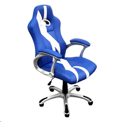 SEDIA GAMING ATLANTIS P050-K51-BL MODELLO K51-COL. BLU BIANCO- IMBOTTITA- GIREVOLE 360  - SEDUTA BASCULANTE-BRACCIOLI FISSI