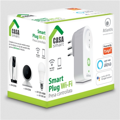 SMART PLUG WI-FI ATLANTIS A17-SS16A - SPINA IT 16A - INCLUDE MIS.POTENZA - COMPATIBILE CON GOOGLE HOME, AMAZON ALEXA