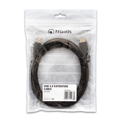 CAVO PROLUNGA USB2.0 AA M/F 3MT  ATLANTIS P019-UB2-AAMF-3