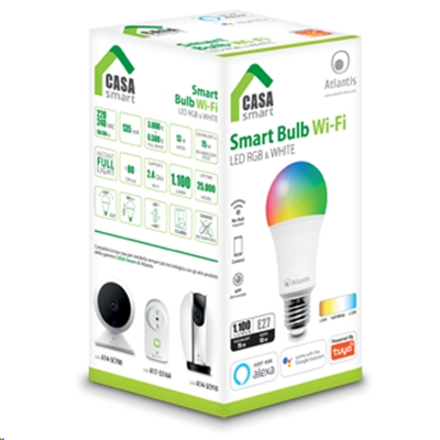 LAMPADA SMART BULK WI-FI 13W RGB (E27) ATLANTIS A17-SB13-RGBW COLORATA- CONTROLL.TRAMITE APP GRATUITA