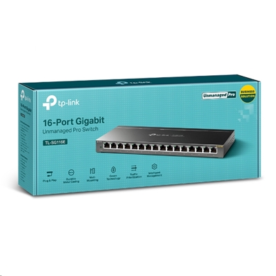 SWITCH 16P LAN GIGABIT TP-LINK TL-SG116E EASY SMART RJ45, DESKTOP STEEL CASE MTU/PORT/TAG-BASED VLAN